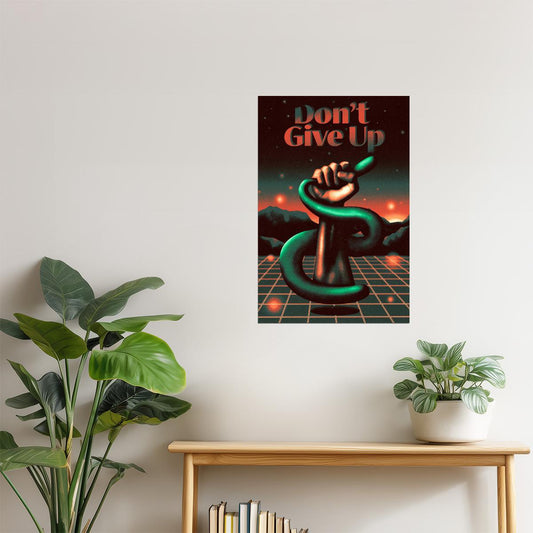 Don’t Give Up | Surreal Retro-Futuristic Motivational Poster