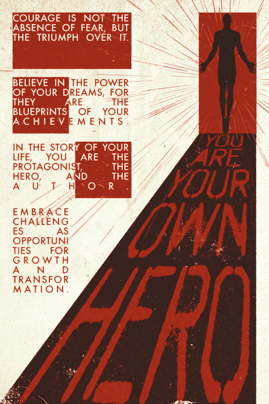 You Are Your Own Hero | Retro Motivational Poster