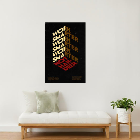 Work Smarter Not Harder | Minimalist Office Typography Motivational Poster
