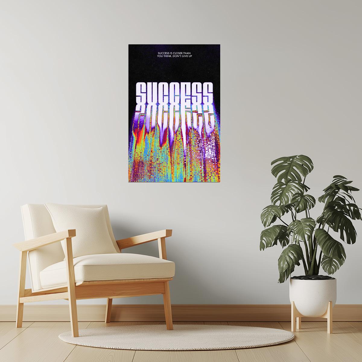 Success Is Closer Than You Think | Inspiring Typography Wall Poster