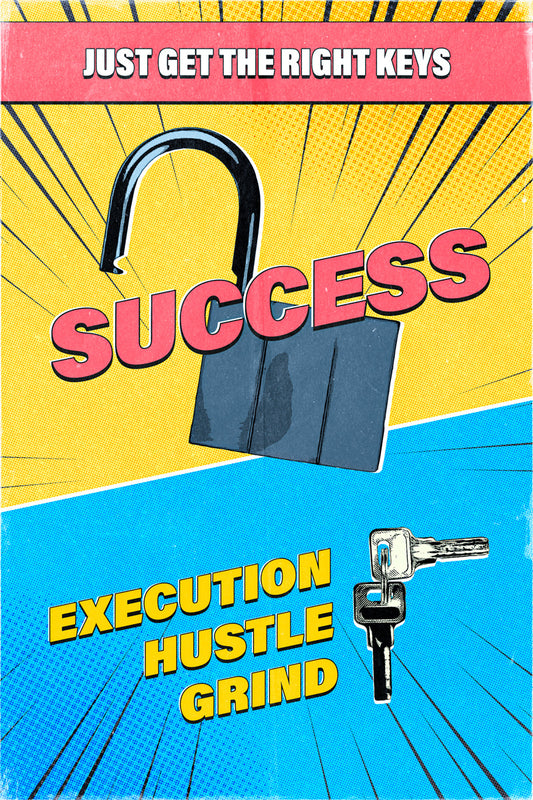 Success Execution Hustle Grind | Vintage Comic Motivational Poster