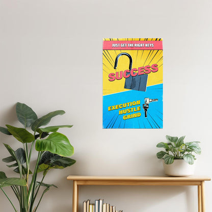 Success Execution Hustle Grind | Vintage Comic Motivational Poster