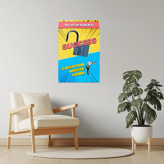 Success Execution Hustle Grind | Vintage Comic Motivational Poster