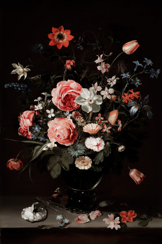 Dark Floral Still Life | Dark Academia Moody Wall Art Poster