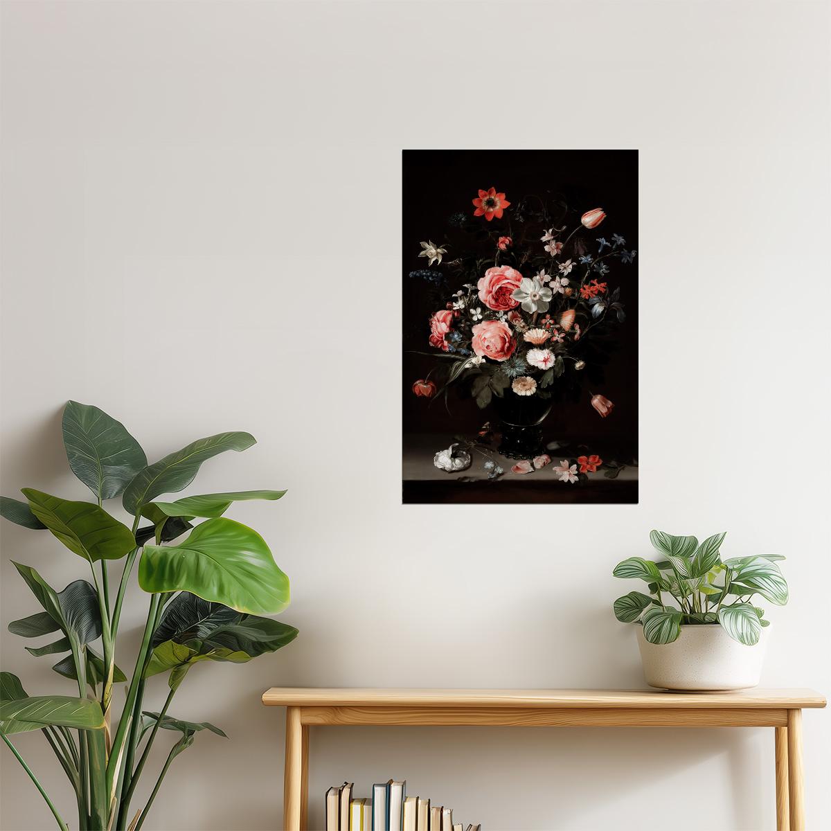 Dark Floral Still Life | Dark Academia Moody Wall Art Poster