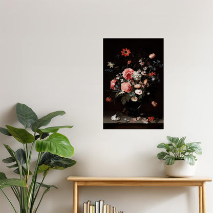 Dark Floral Still Life | Dark Academia Moody Wall Art Poster