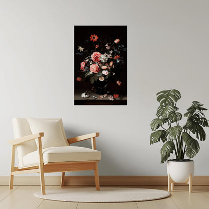 Dark Floral Still Life | Dark Academia Moody Wall Art Poster