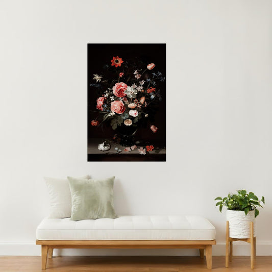 Dark Floral Still Life | Dark Academia Moody Wall Art Poster