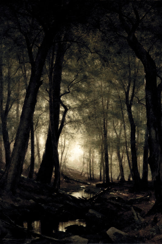 Moonlit Forest Path | Gothic Landscape Painting Print Poster