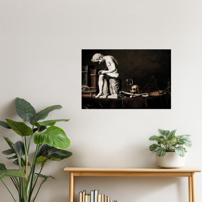 Philosopher with Skull | Dark Academia Classical Art Print Poster
