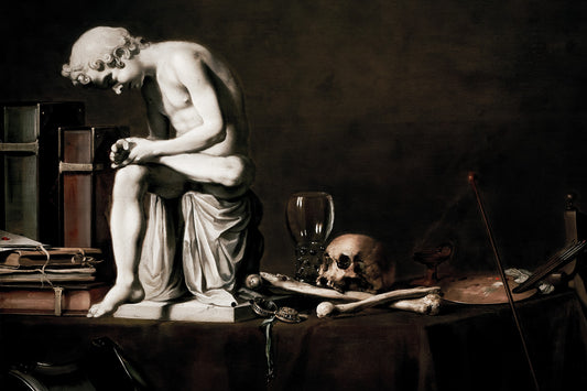 Philosopher with Skull | Dark Academia Classical Art Print Poster