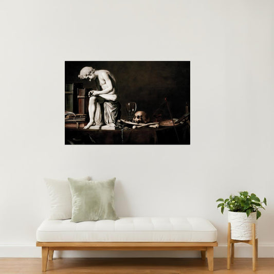 Philosopher with Skull | Dark Academia Classical Art Print Poster