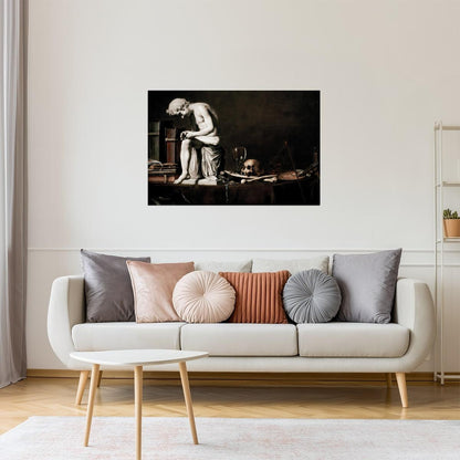 Philosopher with Skull | Dark Academia Classical Art Print Poster