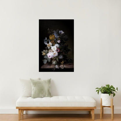 Baroque Floral Arrangement | Moody Botanical Wall Art Poster