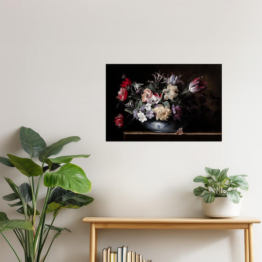 Dark Floral Bouquet | Gothic Botanical Art Print Poster