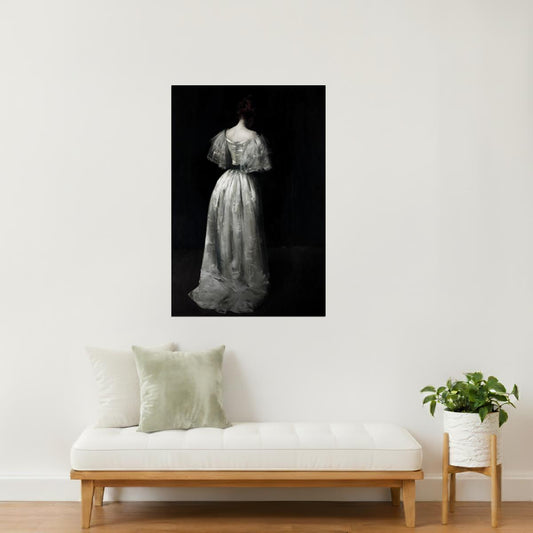 Lady in White Dress | Dark Academia Moody Painting Print Poster