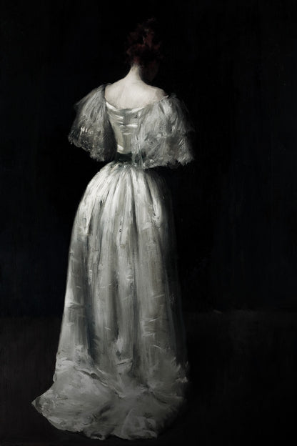 Lady in White Dress | Dark Academia Moody Painting Print Poster