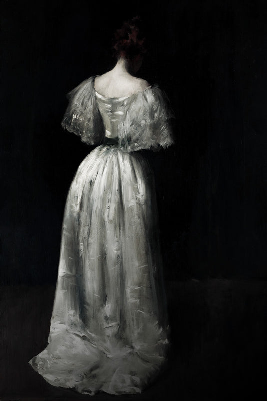 Lady in White Dress | Dark Academia Moody Painting Print Poster