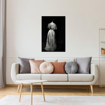 Lady in White Dress | Dark Academia Moody Painting Print Poster