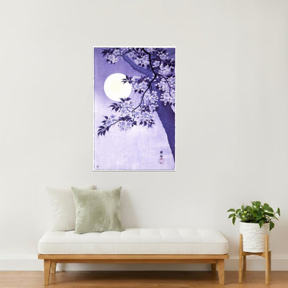 Full Moon and Sakura | Japanese Aesthetic Wall Art Poster