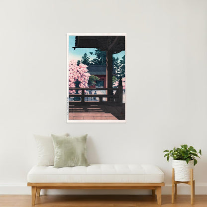 Cherry Blossoms at Temple | Japandi Wall Art Poster