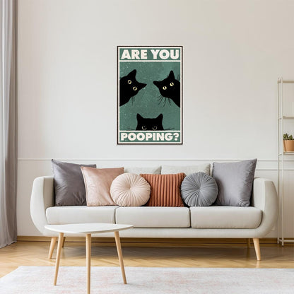 Are You Pooping | Funny Bathroom Cat Retro Wall Art Poster