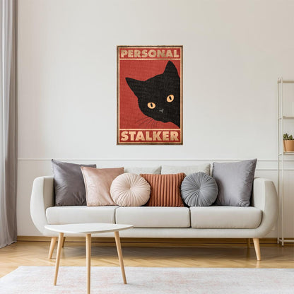 Personal Stalker | Funny Black Cat Retro Wall Art Poster