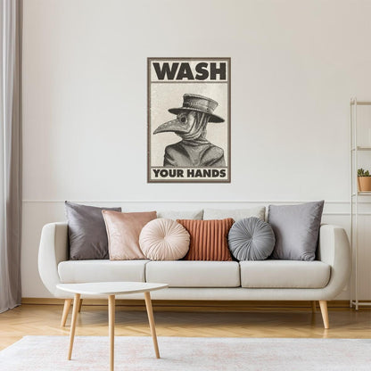 Wash Your Hands | Vintage Plague Doctor Funny Bathroom Wall Art Poster