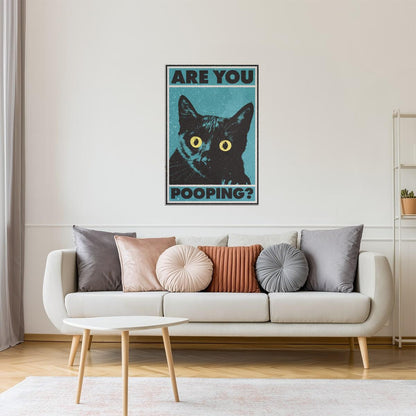 Are You Pooping | Black Cat Funny Bathroom Wall Print Poster