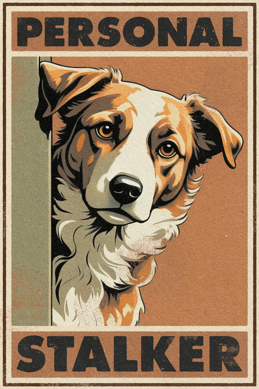 Personal Stalker | Funny Dog Retro Wall Art Poster