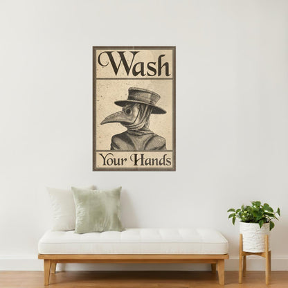 Wash Your Hands | Plague Doctor Funny Bathroom Wall Art Poster