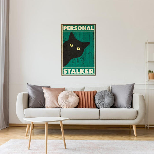 Personal Stalker | Black Cat Funny Retro Wall Art Poster