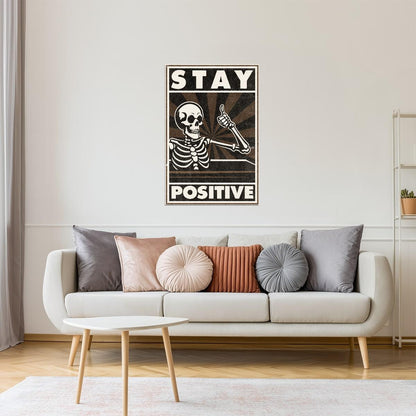 Stay Positive | Skeleton Retro Halloween Wall Art Poster