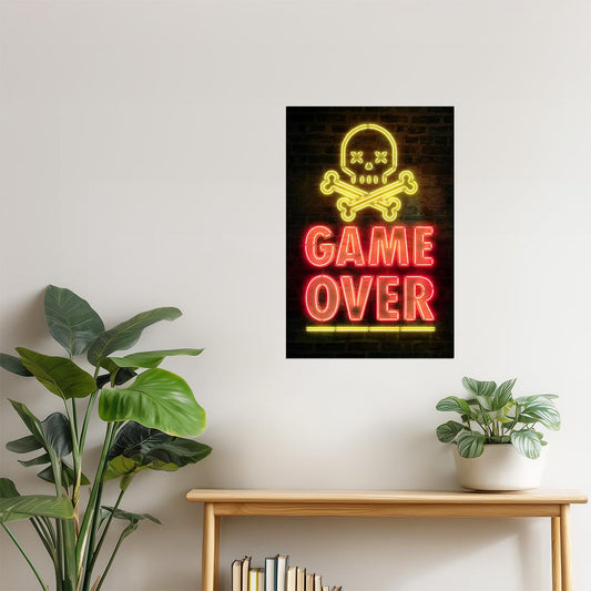 Game Over | Neon Gaming Wall Art Poster