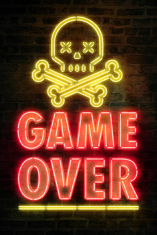 Game Over | Neon Gaming Wall Art Poster
