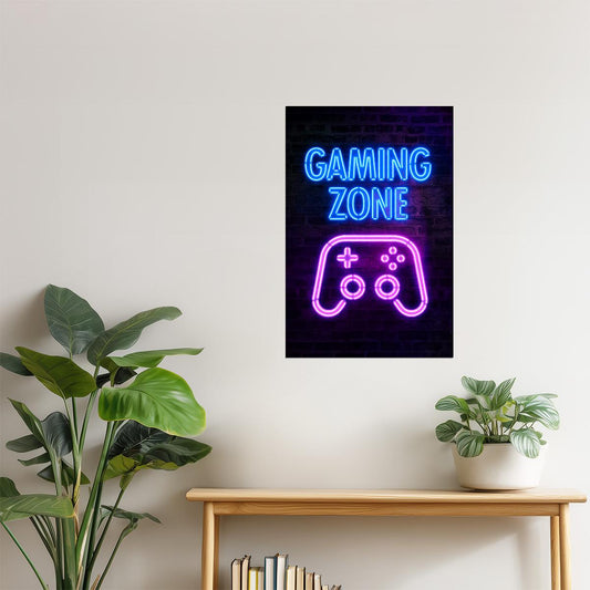 Gaming Zone | Neon Gaming Wall Art Poster
