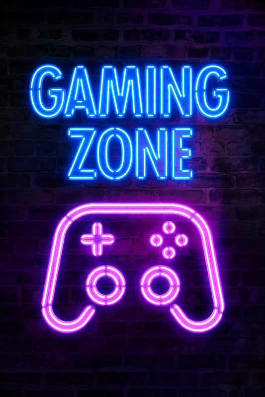 Gaming Zone | Neon Gaming Wall Art Poster