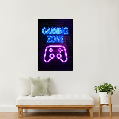 Gaming Zone | Neon Gaming Wall Art Poster