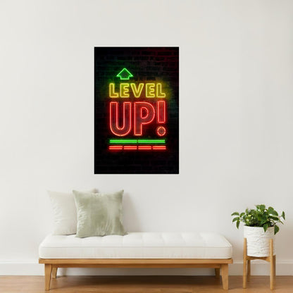 Level Up | Neon Gaming Wall Art Poster