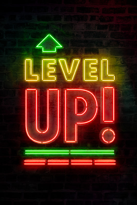 Level Up | Neon Gaming Wall Art Poster