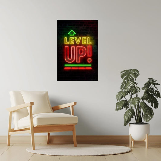 Level Up | Neon Gaming Wall Art Poster