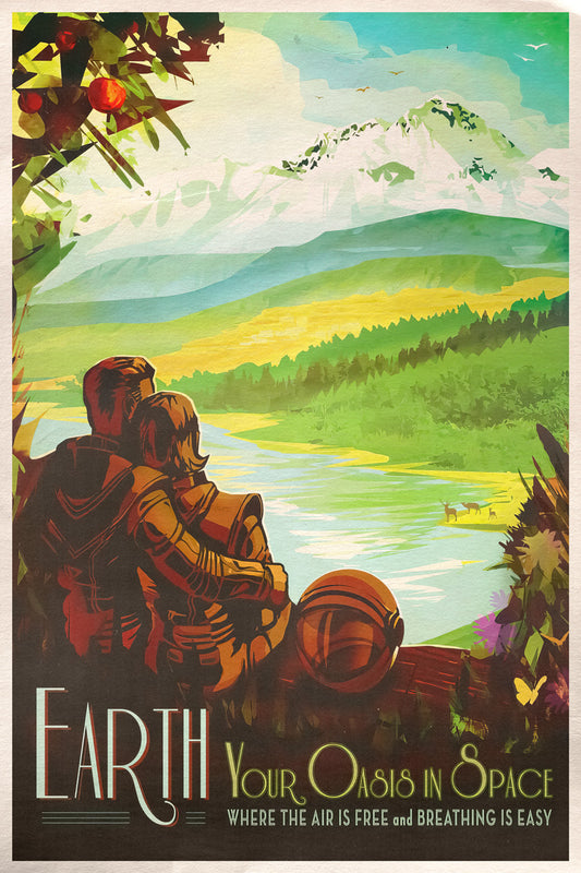 Earth | NASA Retro Space Travel Poster Vintage Wall Art