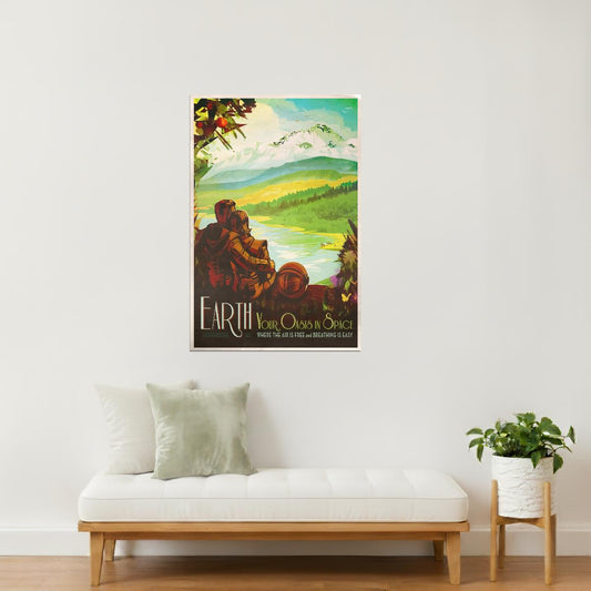 Earth | NASA Retro Space Travel Poster Vintage Wall Art