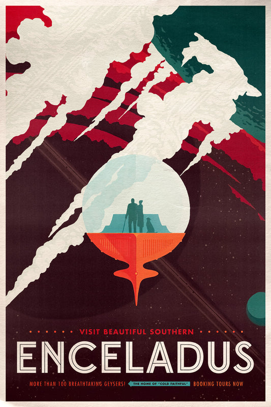 Enceladus | NASA Retro Space Travel Poster Space Art
