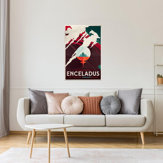 Enceladus | NASA Retro Space Travel Poster Space Art