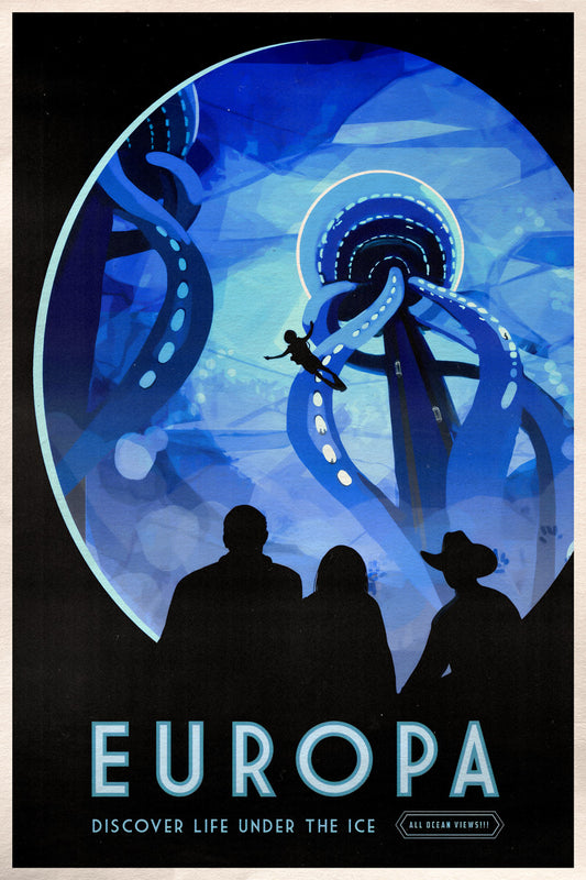 Europa | NASA Retro Space Travel Poster Astronomy Wall Print