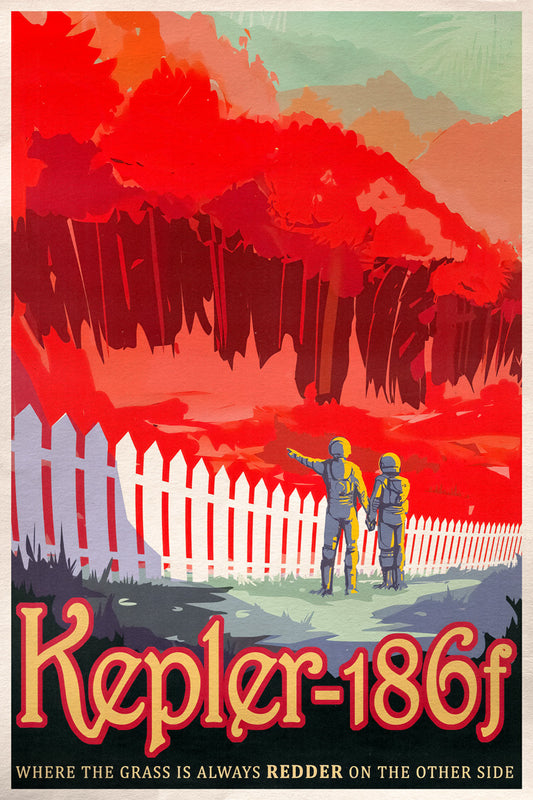 Kepler-186f | NASA Retro Space Travel Poster Sci-Fi Art Print
