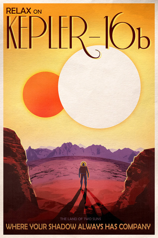Kepler-16b | NASA Retro Space Travel Poster Space Wall Art