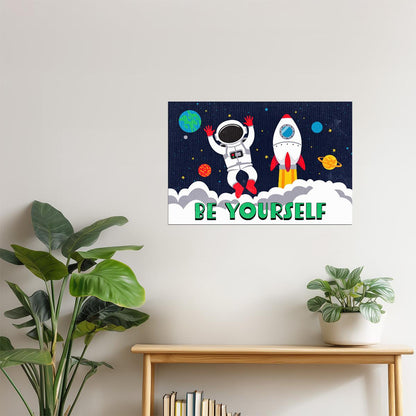 Be Yourself | Kids Space Wall Art Astronaut Poster