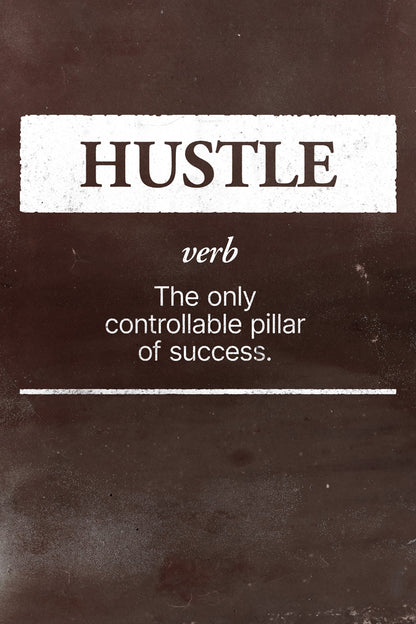 Hustle | Brown Minimalist Motivational Wall Art Poster